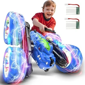 Coche RC Dino Stunt: 360° Flips, Luces LED, Control 40M, Recargable (Azul) - Imagen 1 de 7