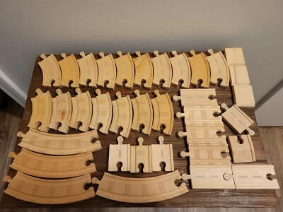 Thomas Train Wooden Railroad Track Lot of 35 Replacement Pieces Parts Wood - Image 1 of 4