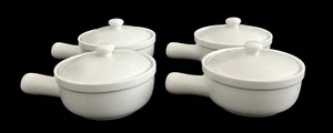 Set Of 4 Fitz & Floyd Everyday White Porcelain Lidded Soup Bowls 10oz Excellent - Picture 1 of 10