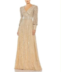 Mac Duggal Size 12 Sequin Embellished Sleeveless Gown Silver Champagne, $598 - Picture 1 of 21