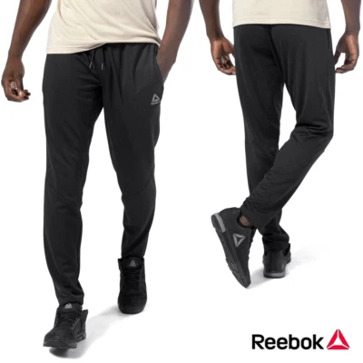 Reebok Herren Trainingshose Jogginghose Laufhose Mesh Sport Hose schwarz S-XL