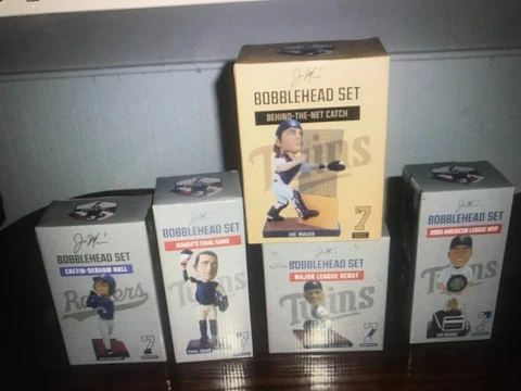 2019 Joe Mauer Complete Five (5) Minnesota Twins Bobblehead Set SGA - RARE Cover