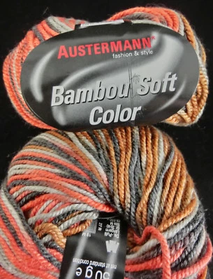 (83 €/ kg): 50 g Austermann "BAMBOU SOFT COLOR", braun/grau/rot #2736 - Bild 1 von 2