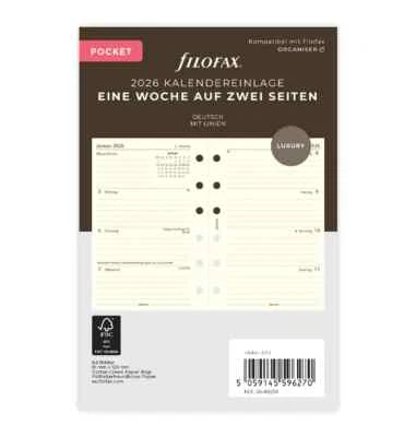 filofax Kalendereinlage 2026 POCKET cotton cream, 1Woche / 2Seiten Nr. 26-68258 - Bild 1 von 4