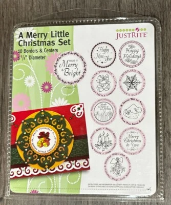 JustRite A Merry Little Christmas Set 10 Bordes y Centros Estampillas 1 5/8 Foto 1 de 4