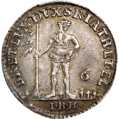 1742 IBH German States Brunswick Luneburg Wildman 1/6 Taler, 6 MG, PCGS AU 55 - Image 1 of 4