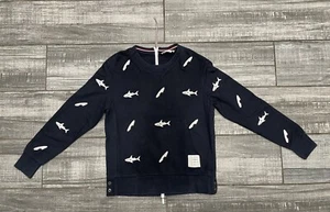 Thom Browne Embroidered Shark & Surfboard Crew Sweat Zippered Size 1 - Picture 1 of 12
