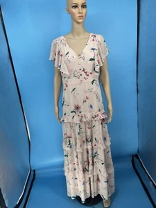 NWT ATTIC SALT Boho Pink Layered Ruffle Floral Maxi Dress Size: L - Picture 1 of 10