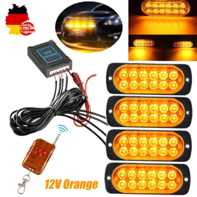 4 X 12LED Auto Frontblitzer Orange Blitzlicht Warnleuchte LKW Strobe Licht 12V - Bild 1 von 4