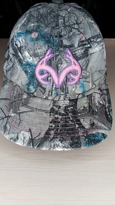 Reeltree Camouflage Hat Cap Pink/Purple Logo Hook & Loop Strapback Clean EUC  - Image 1 of 4
