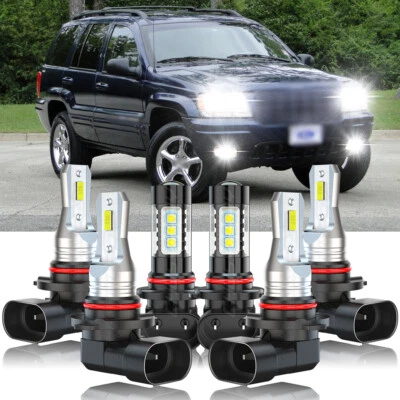 Kit de faros LED blancos altos/bajos + antiniebla para Jeep Grand Cherokee 1999-2004 Foto 1 de 4