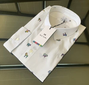 BNWT Paul Smith PS Slim Fit Ram Print White Shirt Size XS - Picture 1 of 9