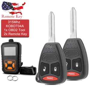 2 for 2005 2008 2007 Dodge Magnum Remote Car Key Fob Kobdt04a + Programming Tool - Picture 1 of 9
