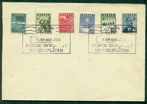 NORWAY 1943, London Exile Set (261-66), envío en caja cancelación, fechada 1 de enero 1943-759 - Imagen 1 de 1
