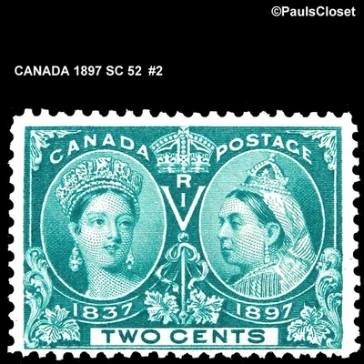 CANADA 1897 SC 52 QUEEN VICTORIA JUBILEE ISSUE 2¢ GREEN MNH OG #2 F/VF - Image 1 of 2