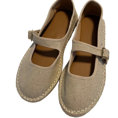 SIZE 10 Old Navy Khaki Canvas Mary Jane Espadrille Sneakers Shoes - Image 1 of 4