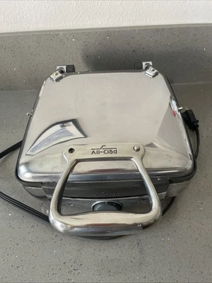 All Clad Waffler 4 Waffle Maker stainless steel non stick Working READ! - Image 1 of 4