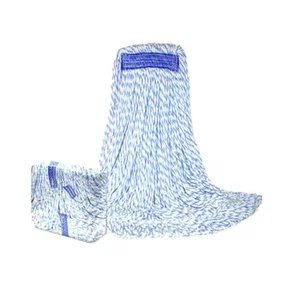 ABCO LM-203MCS Medium Candy Striped Finish Mop Blue/White Pack 12 / cs - Picture 1 of 4