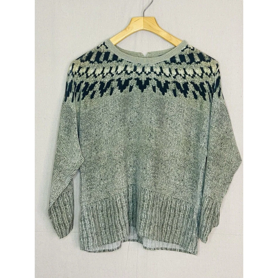 Etcetera 100% 真丝女式独特针织毛衣印花上衣 4 码安静豪华 — 第 1/4 张图片