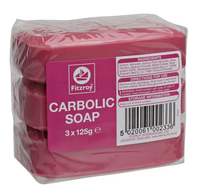 Fitzroy Carbolic Soap 3 x 125g | Antibacterial Deep Cleansing Bar | Skin Care