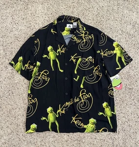 VINTAGE DISNEY KERMIT THE FROG MUPPETS ALL OVER PRINT BUTTON UP SHIRT SIZE L - Picture 1 of 11