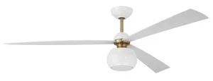 Otto 1-Light 60" Hanging Ceiling Fan in White with Satin Brass - Picture 1 of 1