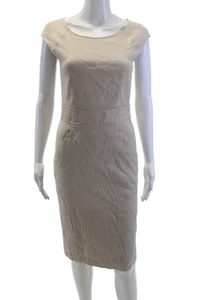 Theory Womens Linen Blend Two Pocket Sleeveless Mid-Calf Dress Beige Size 0 - Picture 1 of 7