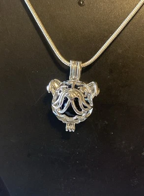 Cabeza de perro - Acero inoxidable - Medallón colgante jaula de perlas - Soporta hasta 10 mm de piedra Foto 1 de 2