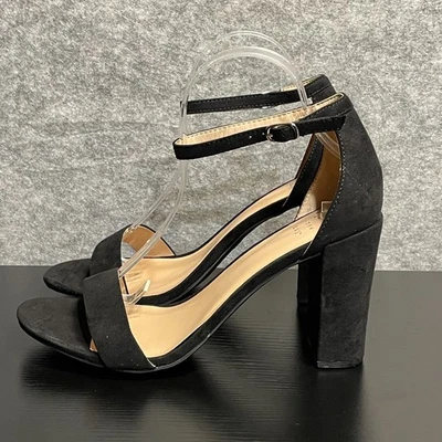 Sandalias para mujer A New Day talla 10W negras gamuza tacón bloque correa al tobillo ultra altas Foto 1 de 4