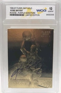 1996 Kobe Bryant FLEER 23KT Gold Rookie Purple Signature Graded GEM MINT 10 - Picture 1 of 2