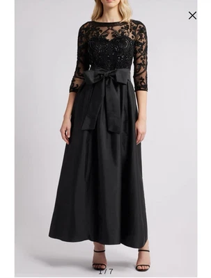 Pisarro Nights Black Silver Sequin Gown Formal Evening Dress Sz 6 Zipper Flaw - Image 1 of 4