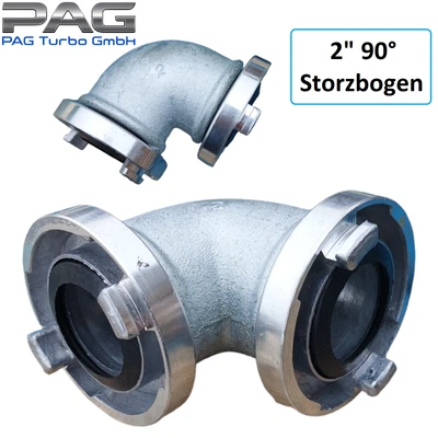 90°-Bogen 2" m. Kupplungen Rohrbogen/Rohrkrümmer Storz f. C 2" Feuerwehrschlauch - Bild 1 von 2