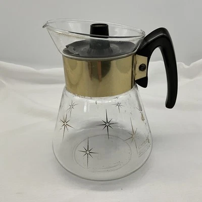 Vintage MCM Pyrex Corning 1960s Atomic Star Burst 4-6 Cup Coffee Pot Carafe - Image 1 of 4