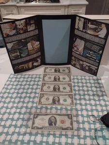 1981 L notes-San Francisco Uncut Sheet of 4 One Dollar $1 Notes plus $2 red seal - Picture 1 of 2