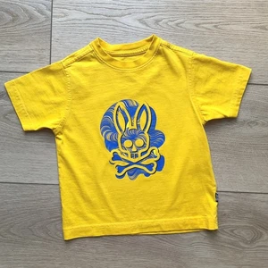Psycho Bunny Graphic Tee Crew Neck Short Sleeve Top Yellow Blue 4/XXS - Picture 1 of 5