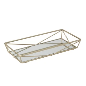Geometric Design Vanity Tray | Mirrored | Cosmetic & Jewelry Organizer | Dres... - Picture 1 of 6