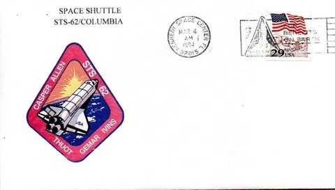 Space cover COLUMBIA STS-62 SHUTTLE LAUNCH KSC, FLORIDA MARCH 4, 1994 Cover