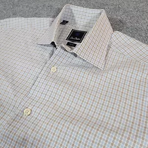 David Donahue Shirt Mens 15.5 32/33 Long Sleeve Plaid Button Up Trim Fit - Picture 1 of 9