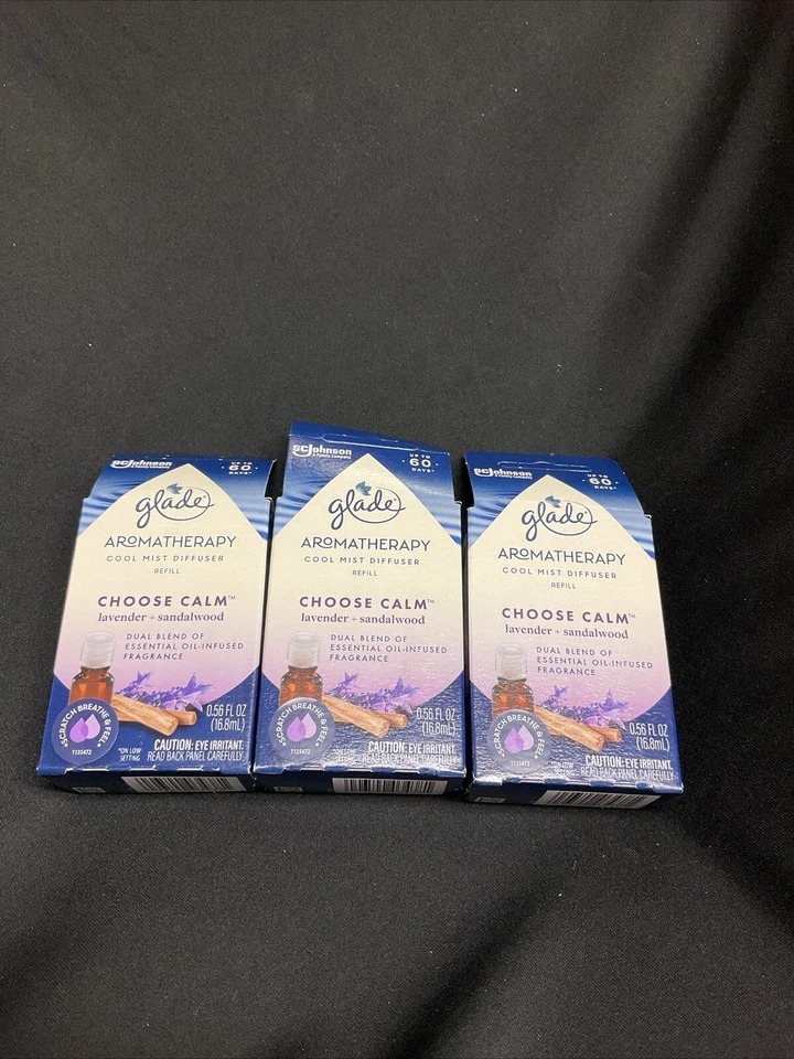Paquete de 3 recargas de aceite difusor Glade Cool Mist elige lavanda calma + sándalo 0,56 Foto 1 de 1