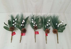 Mainstay Holiday Pick artificial Juniper Pine Lot of 5 decor stems 13" New - Picture 1 of 3