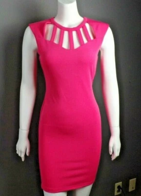 Vestido Vaina Colección Kardashian Para Mujer Escote Recortado Rosa Caliente Sin Mangas XS Foto 1 de 4