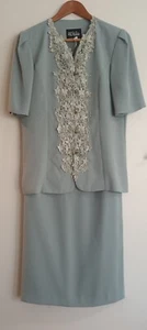 Ursula Of Switzerland Vintage 2 Piece Skirt Top Suit Size 10 Mint Green Lace - Picture 1 of 7