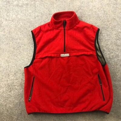 Chaleco Nautica Vintage Hombres Medio Rojo Vellón 1/4 Cremallera Competición Senderismo Aire Libre Foto 1 de 4