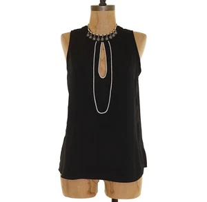 MM Couture Tank Top Size S High Neck Keyhole Black Blouse Lightweight EUC B81 - Picture 1 of 3