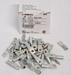 Box of 50 BURNDY YA6CLBOX 6 AWG Compression HYLUG #8 - #10 Stud Hole Blue Lug - Picture 1 of 6