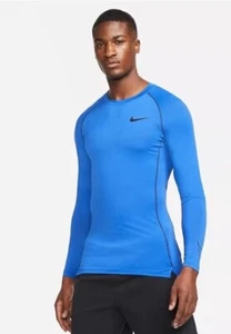 Nike Pro Long Sleeve Top Mens Blue Dri-Fit Tight Compression Fit Training Medium - Picture 1 of 10