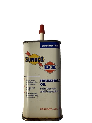 Rare Complimentary Vintage Sunoco DX Household Oil 3oz Top Oiler Oil Can NOS - Image 1 of 4