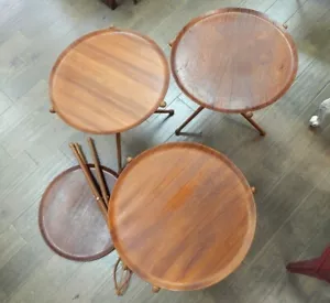 Set 4 vassoi tavolo TV treppiede teak Nils Trautner danese moderno metà secolo - Foto 1 di 9