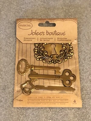 Pegatinas dimensionales para paquetes Jolee's Boutique - llaves y ojo de cerradura - 4 piezas Foto 1 de 3