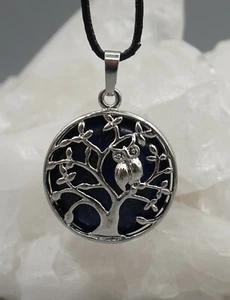 Anhänger Baum des Lebens mit LAPIS LAZULI Medaillon mit Eule - Bild 1 von 4